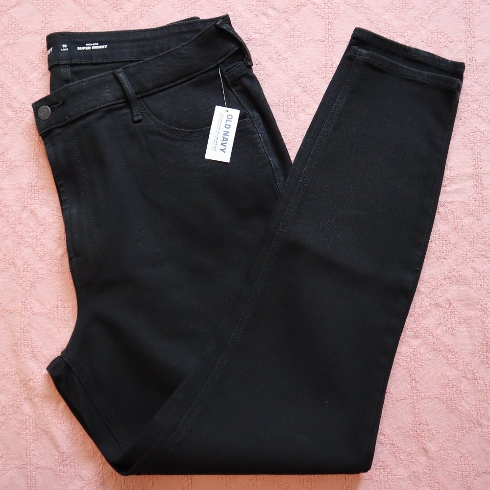 Old Navy 16 Long Super Skinny High Rise Black Skinny Jeans Classic Minimalist 16
